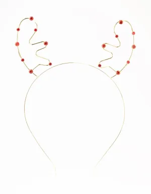 Red Diamante Reindeer Headband