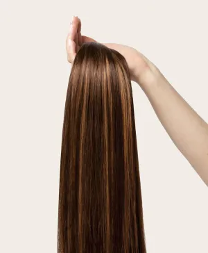 Subtle Brunette Highlighted, 20" Single Seamless Clip-In Weft, PP2/6 | 30g