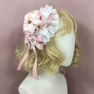 Sweet Mini Top Hat Heart Rosettes Hair Clip Cute Lolita Headpiece